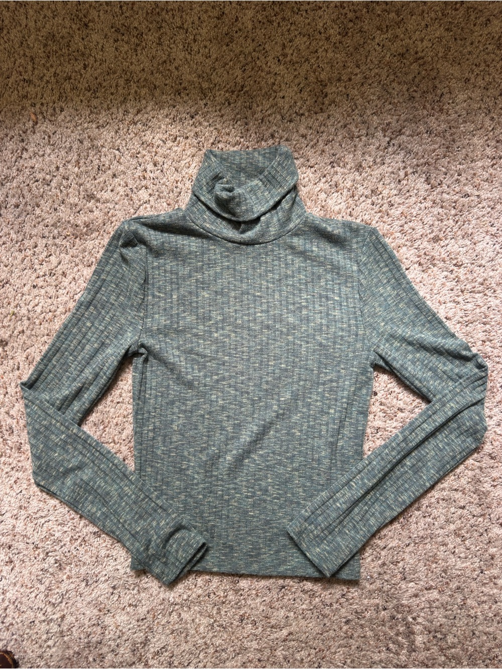 Madewell Heathered Sage Ribbed Turtleneck